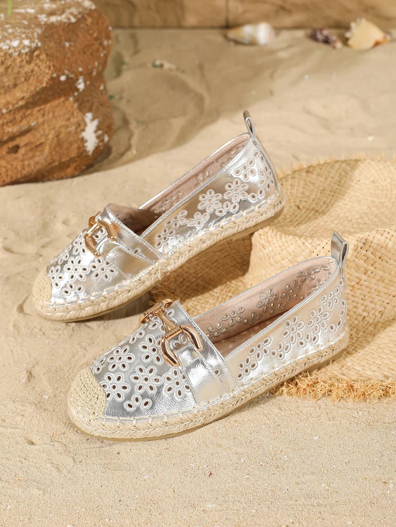 Women’s Round Toe Platform Flats – Woven Espadrilles for Casual Wear - Evallys.com