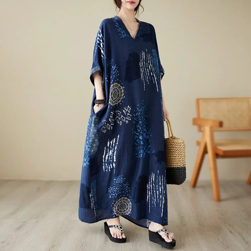 Bohemian Summer Maxi Dress – Vintage Loose Beach Streetwear - Evallys.com