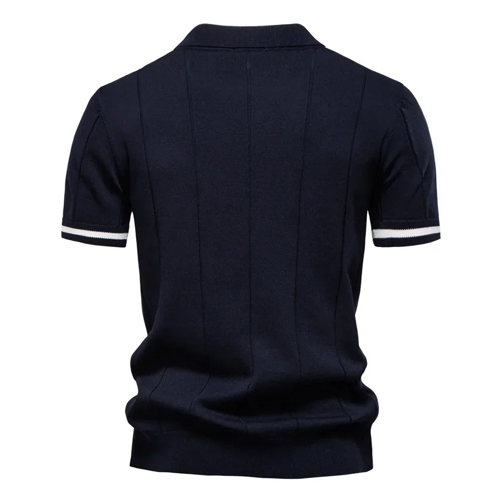 AIOPESON Men's Solid Color Sport Zipper Polo Shirt Athletic Social Polo Shirts for Men Office Slim Fit Polo - Evallys.com