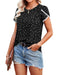 PRETTYGARDEN Women's Shirts Summer Casual Crewneck Lace Crochet Short Sleeve Blouses Cute Floral Print Loose Tunic Tops Small Heart White Black - Evallys.com # #