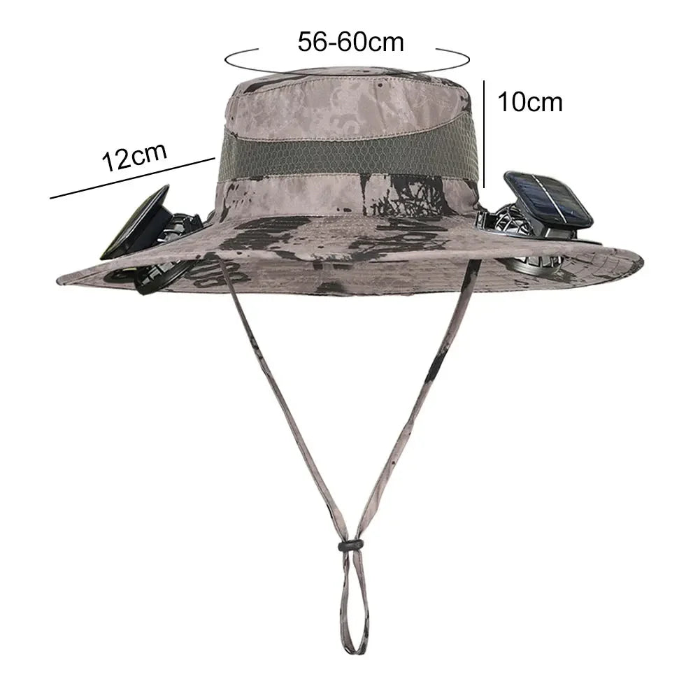 Solar Powered UV Protection Hat – Fan Cooling Wide Brim Cap - Evallys.com