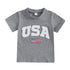 Independence Day Kids T-Shirt with USA Flag Embroidery Patriotic Short Sleeve Tee for Boys Loose Fit Summer Top - Evallys.com