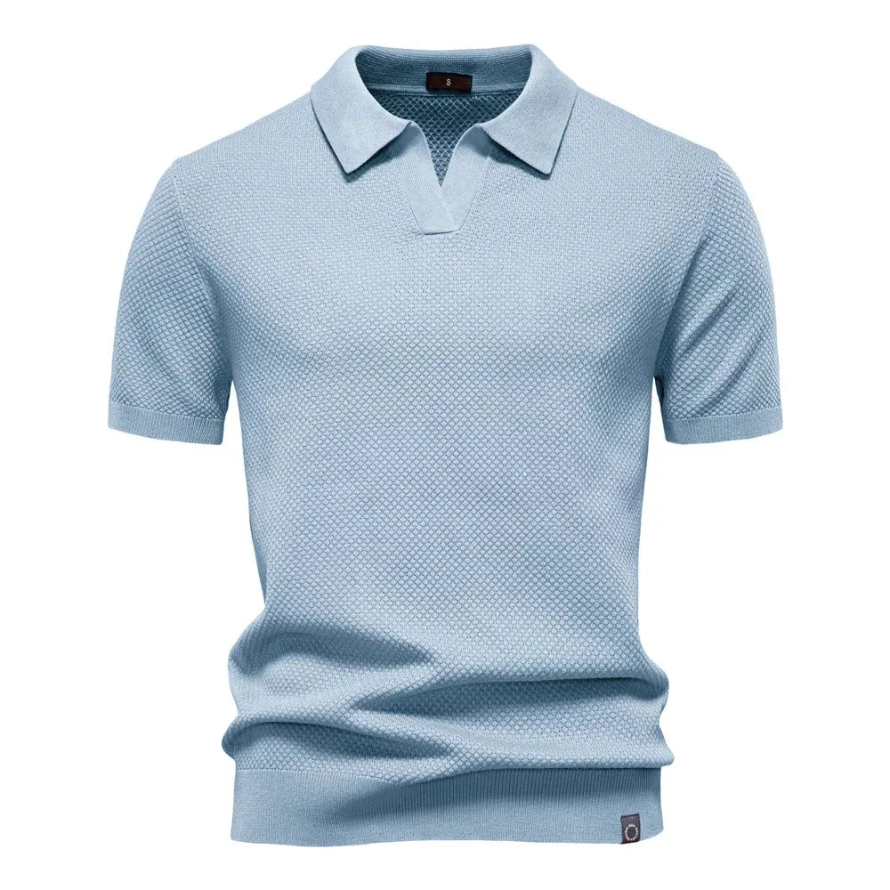 AIOPESON Men's Summer Breathable Polo Shirt Short Sleeve Solid Color Casual Polo Shirts for Men Lightweight Stretch Polo ﻿ - Evallys.com