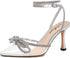 Women's Rhinestone Bow Heels Ankle Strap Pointed Toe Stiletto Heeled Sandals Wedding Bridal Dress Pumps Shoes - Evallys.com