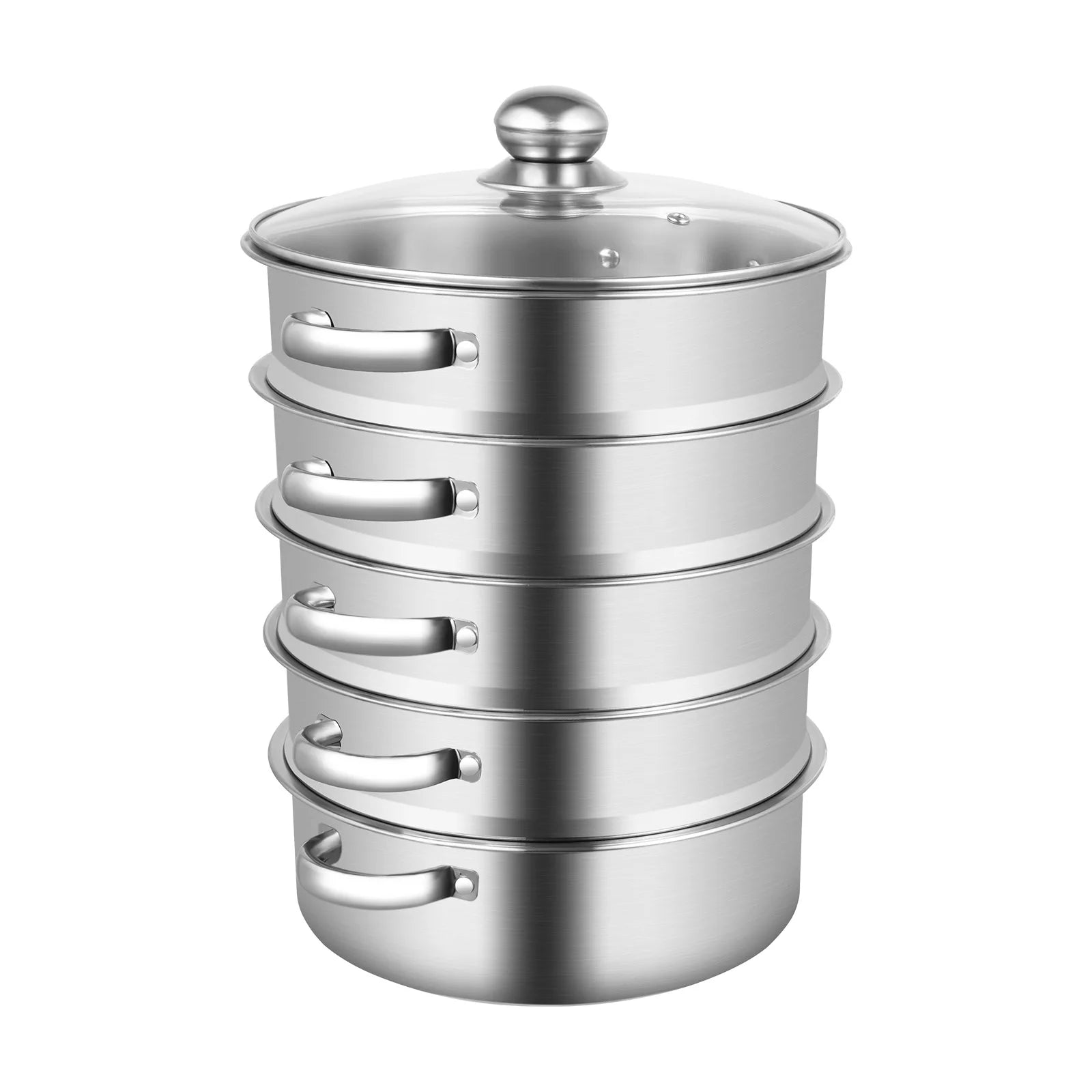 26CM 5 Tier Stainless Steel Steam Cooker Steamer Food Vegetable Pot Kitchen