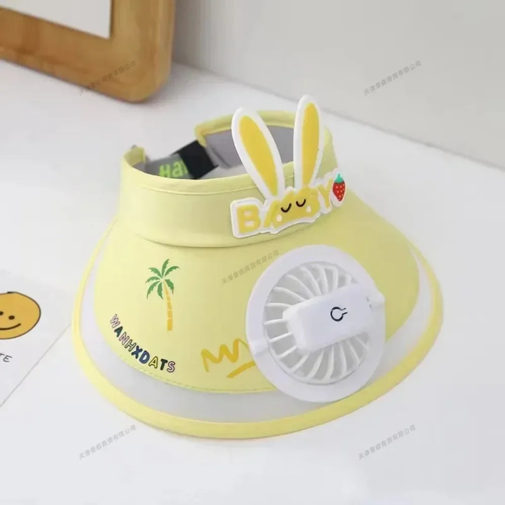 USB Rechargeable Sun Hat with Built-in Fan Children's Summer Adjustable Fan Cap Sunscreen Hat Kids Outdoor Sunshade Accessories - Evallys.com