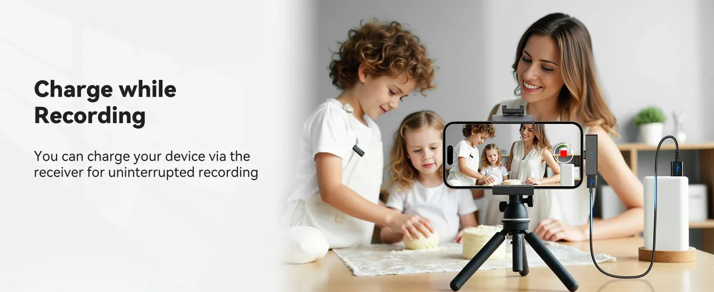 vernee V10 Wireless Lavalier Microphone 60M Noise Cancellation Vlog Short Video Recording Mini Mic for iPhone/Android - Evallys.com