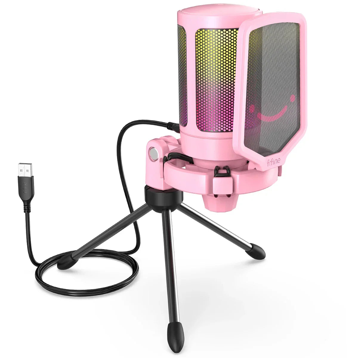 FIFINE Ampligame USB Microphone for Gaming Streaming with Pop Filter Shock Mount&Gain Control,Condenser Mic for PC/MAC - Evallys.com
