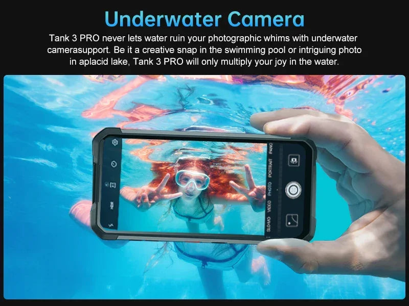 Unihertz Tank 3 Pro 8849 Projector Smartphone Android 14 5G Phone, 32GB 512GB, 200MP Camera, Dimensity 8200, IP68, Bluetooth 5.3 - Evallys.com