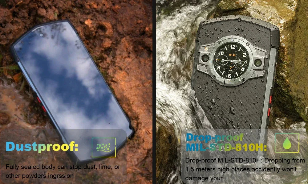 Unihertz Tick Tock 5G Rugged Smartphone Android 128GB 48MP Camera Cellphone 6000mAh Phone with Dual-Screen IP 68 Waterproof - Evallys.com