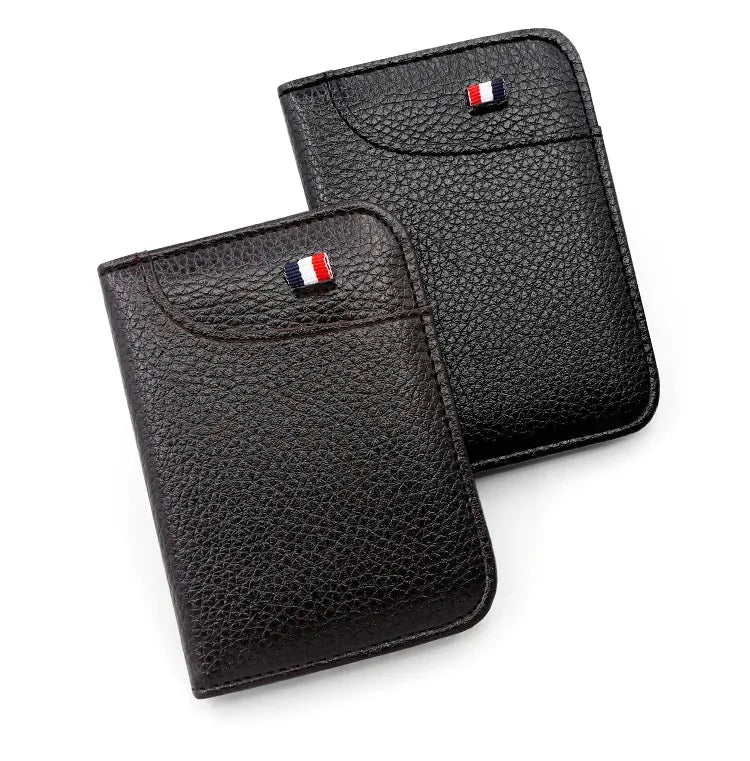 Portable Slim Soft Wallet PU Leather Mini Credit Card Wallet Purse Card Holders for Men Wallet Thin Small Short Wallets - Evallys.com