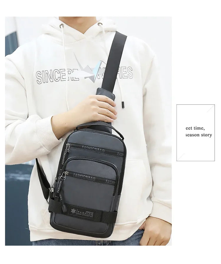 Men’s Chest Bag – Large Capacity Nylon Crossbody Travel Shoulder Bag - Evallys.com