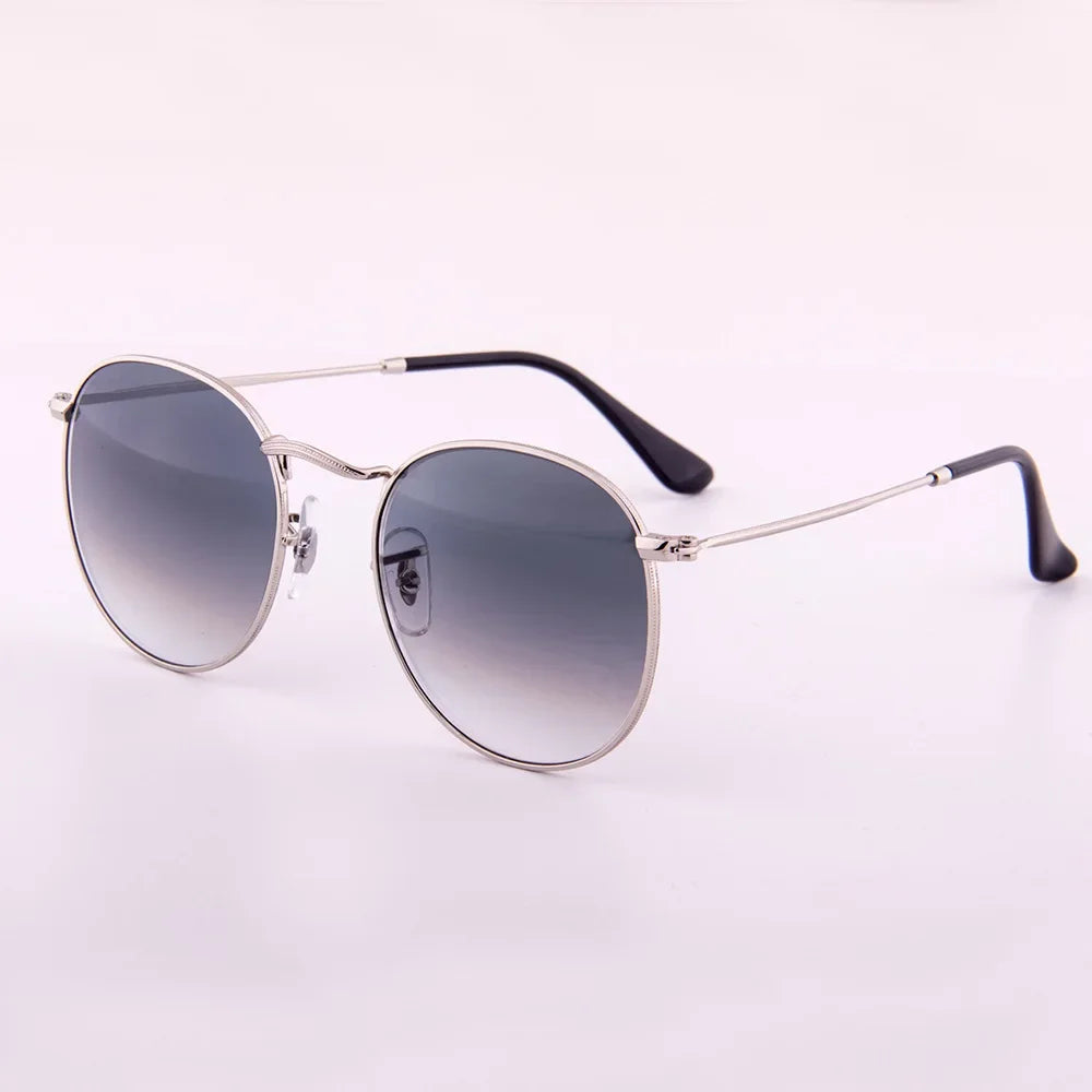 Fashion Sunglasses Men Women Eyeglasses Goggles Eyewear Shades Top Quality Round Metal Glass Lenses UV400 Sun Glasses - Evallys.com
