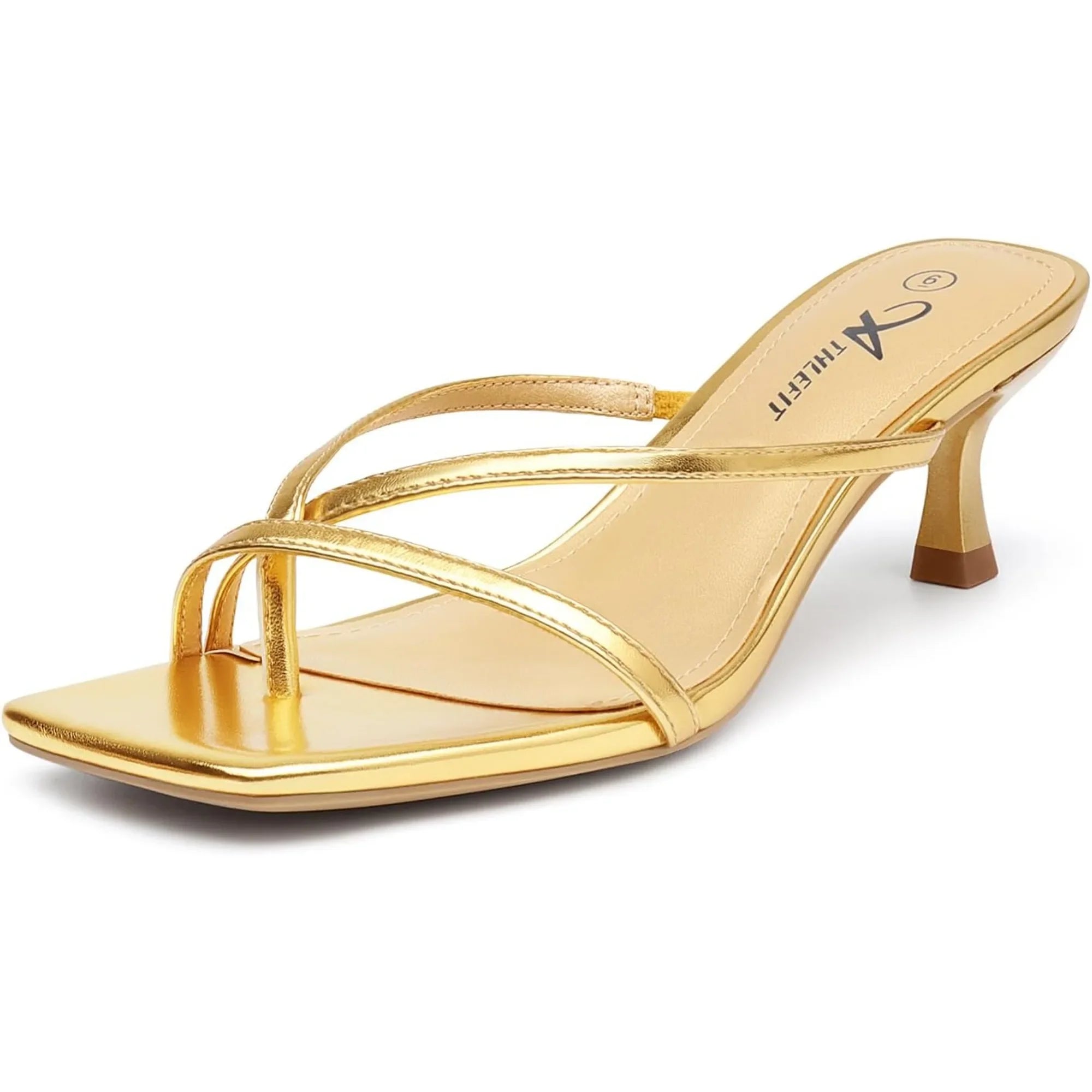 Women's Strappy Kitten Heels Flip Flops Square Open Toe Low Heels Fashion Party Dress Thong Heeled Sandals - Evallys.com