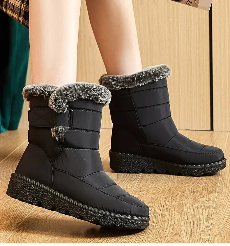 Women's Boots 2024 Trend Winter Shoes For Woman Winter Boots Ankle Low Heels Botas Mujer Waterproof Snow Boots With Fur Shoes - Evallys.com