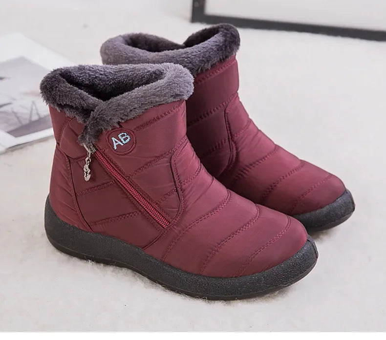 Women's Boots Women's Ankle Boots With Fur Winter Shoes Women Low Heels Winter Boots Snow Waterproof Botas Mujer Winter Footwear - Evallys.com