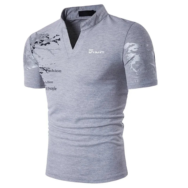 Men's Polo Shirt Golf Shirt Graphic Prints V Neck Outdoor Street Short Sleeves Print Clothing Sports Fashion Streetwear Designer - Evallys.com