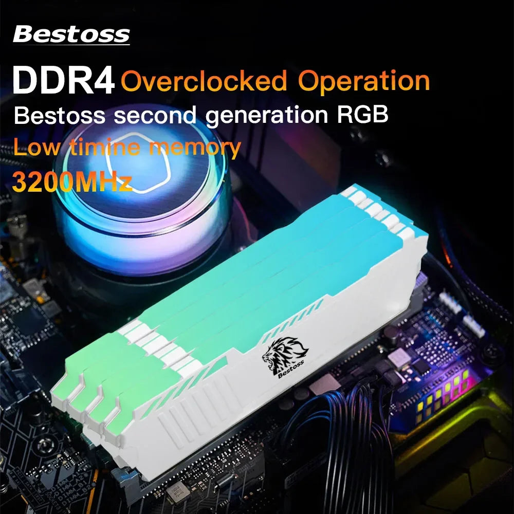 Bestoss Memoria RAM DDR4 RGB 8GB 16B 32GB 3200MHz DIMM RAM Desktop Memory Gaming High Performance - Evallys.com