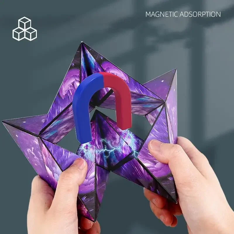Variety Geometric Changeable Magnetic Magic Cube Anti Stress 3D Hand Flip Puzzle Cube Kids Stress Reliever Fidget Toy - Evallys.com
