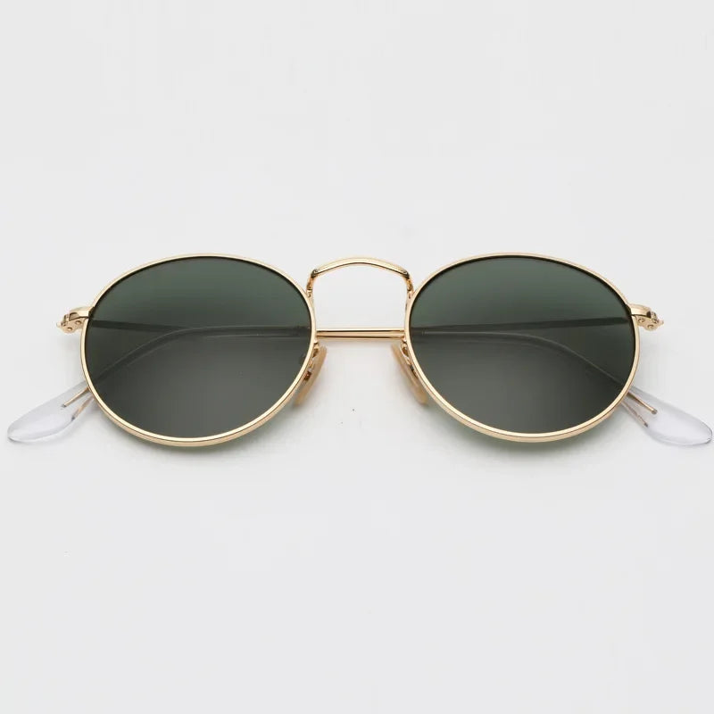 Fashion Sunglasses Men Women Eyeglasses Goggles Eyewear Shades Top Quality Round Metal Glass Lenses UV400 Sun Glasses - Evallys.com