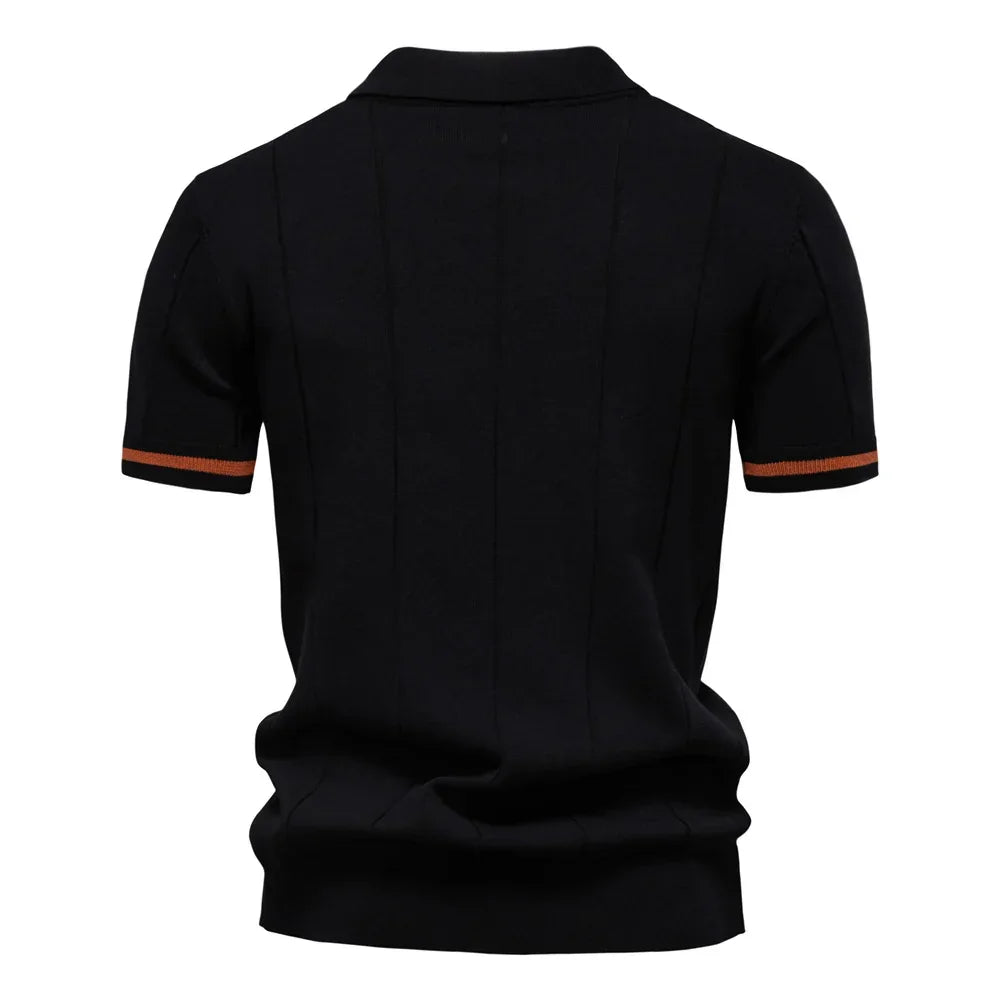 AIOPESON Men's Solid Color Sport Zipper Polo Shirt Athletic Social Polo Shirts for Men Office Slim Fit Polo - Evallys.com