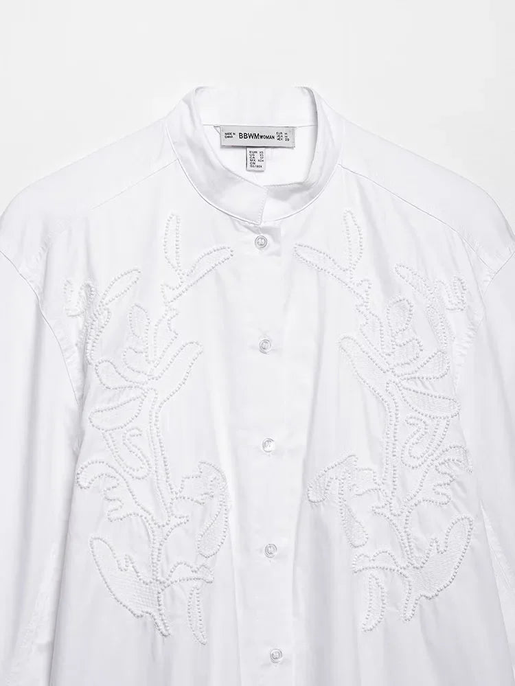 HipSeam Embroidery Shirt – Elegant Women’s Casual Long Sleeve Blouse - Evallys.com