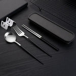 3pcs Thin Portuguese portable stainless steel cutlery chopsticks, forks, spoons, student home outdoor picnic tableware