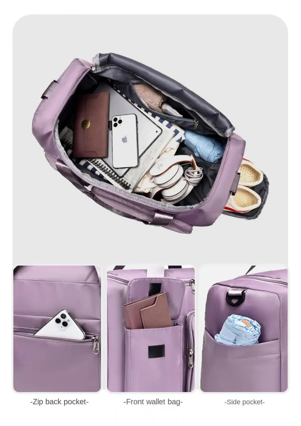 UNIXINU Carry On Travel Bag Large Capacity Weekender Overnight Duffle Bags with Shoe Compartment Sports Fitness Bags for Women - Evallys.com