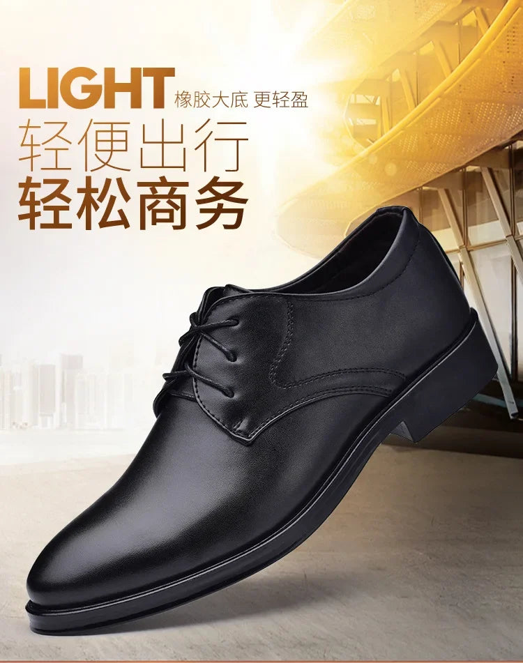 Men Dressing Shoes Formal for Men's Casual Shoe Leather Social Wedding Designer Pointed Toe Black Office Winter Shoes Brand 2023 - Evallys.com