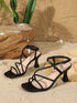 Women's Sandals Square Open Toe Kitten Heels Strappy Ankle Strap Sandals for Women Comfort Dress Party Shoes - Evallys.com