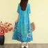 Retro Cotton Linen Dress – Summer Print Loose Long Maxi Dress - Evallys.com