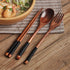 Japanese Wooden Spoon Fork Chopsticks Set Sushi Cutlery High Quality Eco-friendly Portable Tableware Set Kitchen Utensils Gifts