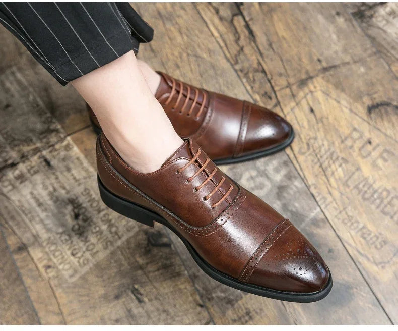 Men's Formal Shoes Red Sole Fashion Business Casual Party Banquet Daily Retro Carved Lace-up Brogue Dress Wedding Shoes Size 48 - Evallys.com