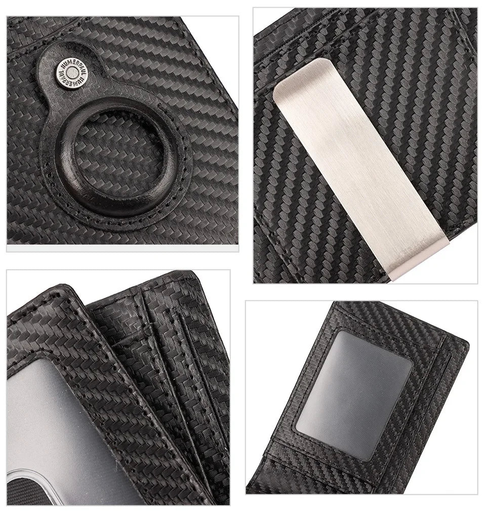RFID Cowhide Leather Small Wallets AirTag high quality Man's Card Holders Short Wallets Money Clips Women - Evallys.com