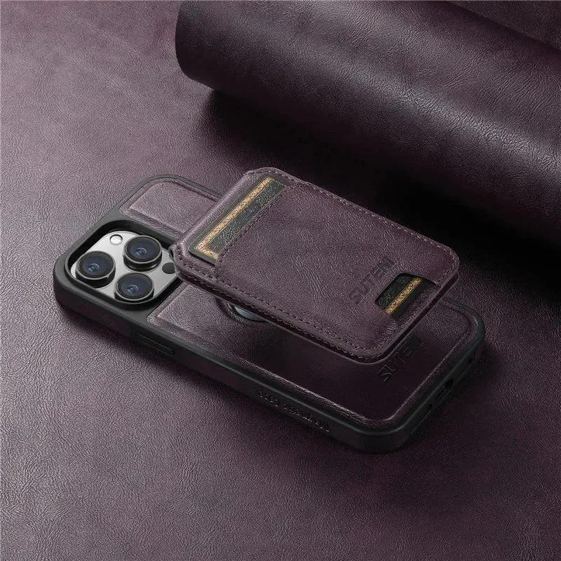 2 in 1 detachable With Magsafe Wireless Charging Wallet Leather Phone Case For iPhone 16 15 Pro Max 14 13 12Pro Magnetic Cover - Evallys.com