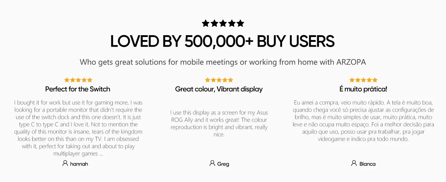 ARZOPA 16.1 inch 100% sRGB 144Hz Portable Monitor Gaming Laptop Display with Type C Mini HDMI For PS/Steam/Deck/Switch/PC/Mac - Evallys.com