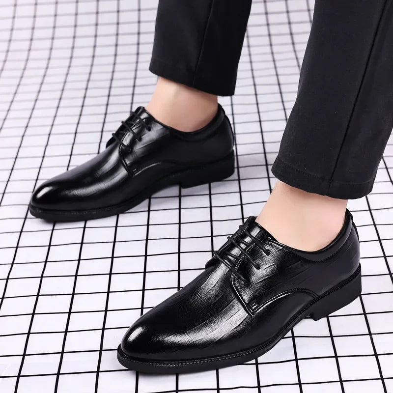 Mens Leather Dress Shoes Men's Formal Social Male Shoe Casual Business Pointed Toe Luxury Party Designer Shoes for Men - Evallys.com