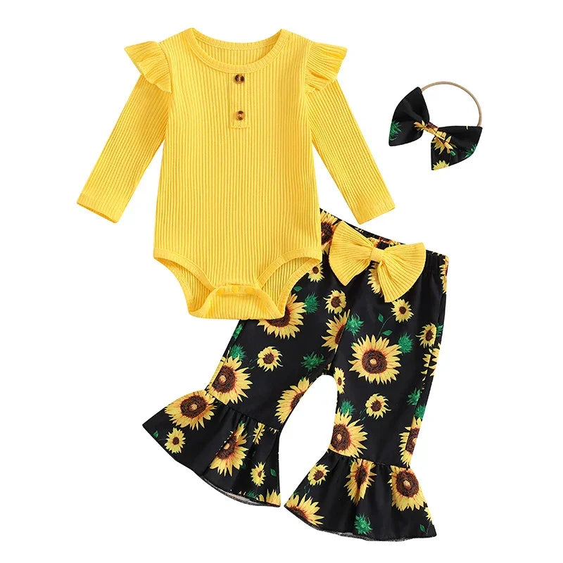 Adorable Baby Girls Winter Outfits Cozy Knit Sweater and Fleece Lined Leggings Set with Matching Bow Headband 3 Piece Clothing - Evallys.com