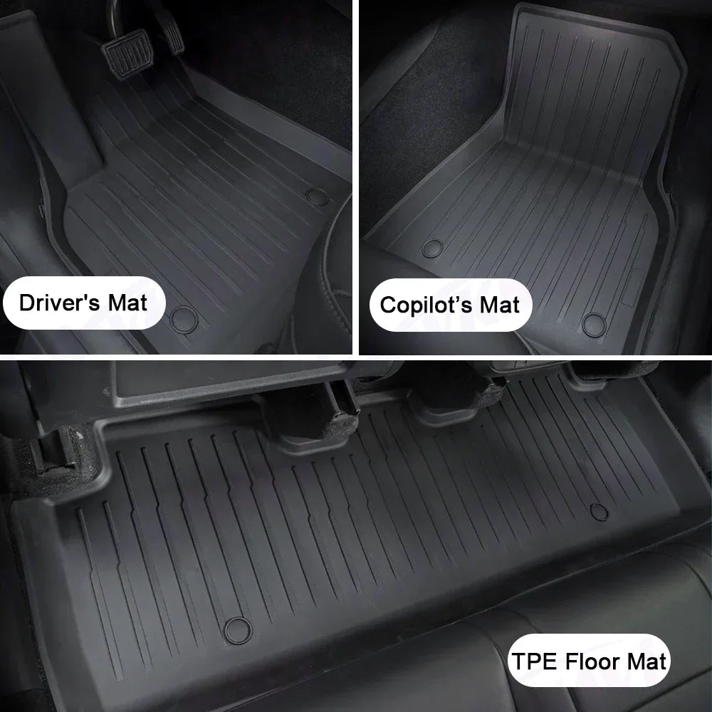 Hawknavi TPE Foot Pads for Tesla Model Y Waterproof Floor Mats Non-slip Model Y Car Interior Accessories - Evallys.com