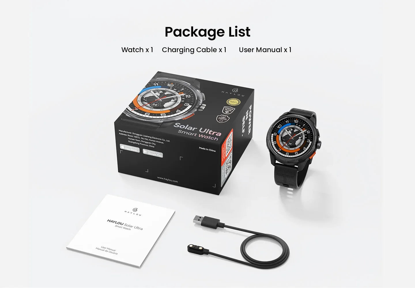 HAYLOU Solar Ultra GPS Smart Watch 1.6” AMOLED Display 60Hz Refresh Rate Bluetooth Calls 5ATM Water Resistance Sports Smartwatch - Evallys.com
