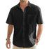 Men's Solid Color Cotton Linen Short Sleeve Shirts Vacation Beach Summer Tops with Pocket Casual Lightweight Button Shirts - Evallys.com