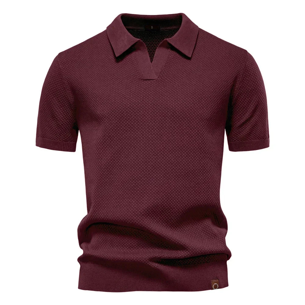 AIOPESON Men's Summer Breathable Polo Shirt Short Sleeve Solid Color Casual Polo Shirts for Men Lightweight Stretch Polo ﻿ - Evallys.com