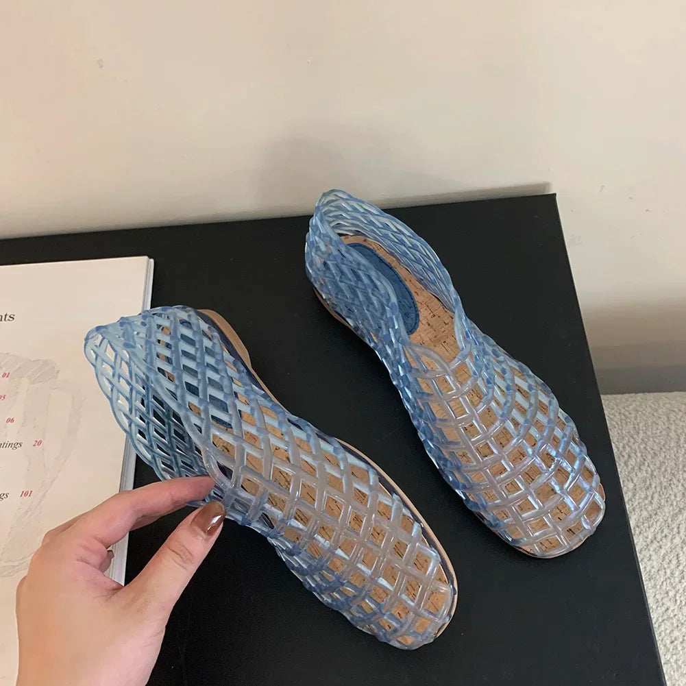 Women’s Jelly Ballet Flats – Lightweight Slip-On Square Toe Beach Shoes - Evallys.com