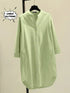 Elegant Cotton Linen Women’s Mid-Length Shirt – Casual Commuter Style - Evallys.com
