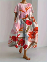 Floral Print Casual Loose Dress – Women’s Elegant Summer Beachwear - Evallys.com