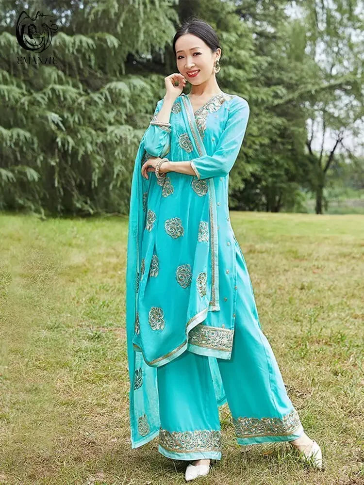 Exotic Indian Dance Dress – Ethnic Sari Style Two-Piece Set for Women - Evallys.com