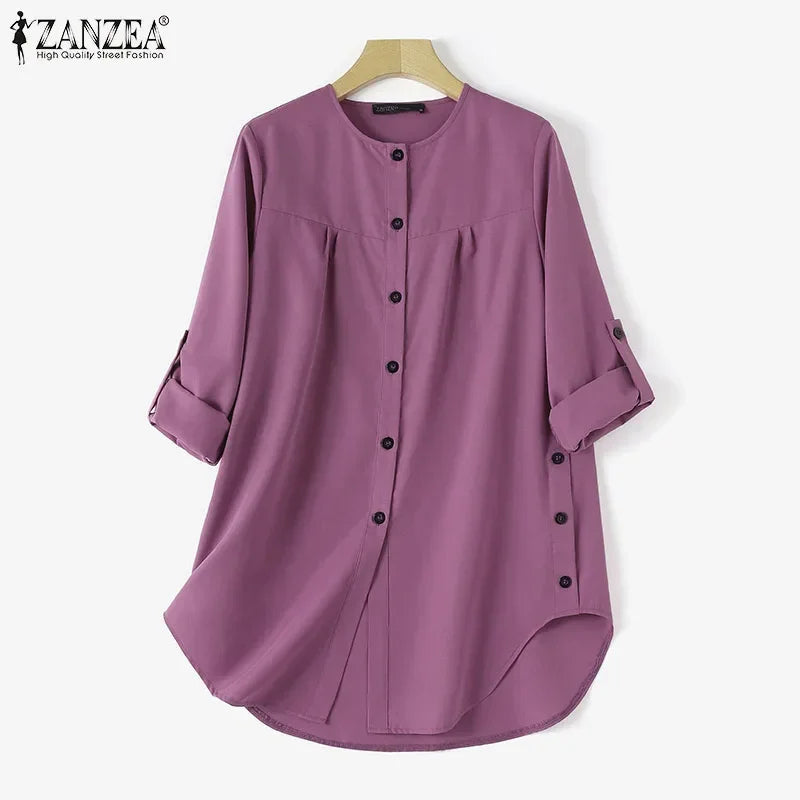 ZANZEA Women’s Abaya Blouse – Casual Islamic Long Sleeve Tops 2024 - Evallys.com