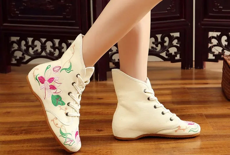 Women’s Ethnic Embroidery Shoes – Vintage Hanfu Canvas Sneakers - Evallys.com