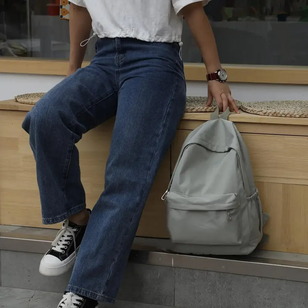 Women’s Large Nylon School Backpack – Preppy Style Travel Bag - Evallys.com