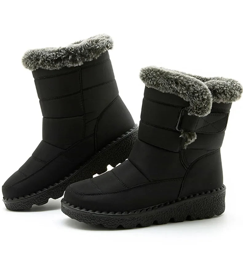 Women's Boots 2024 Trend Winter Shoes For Woman Winter Boots Ankle Low Heels Botas Mujer Waterproof Snow Boots With Fur Shoes - Evallys.com